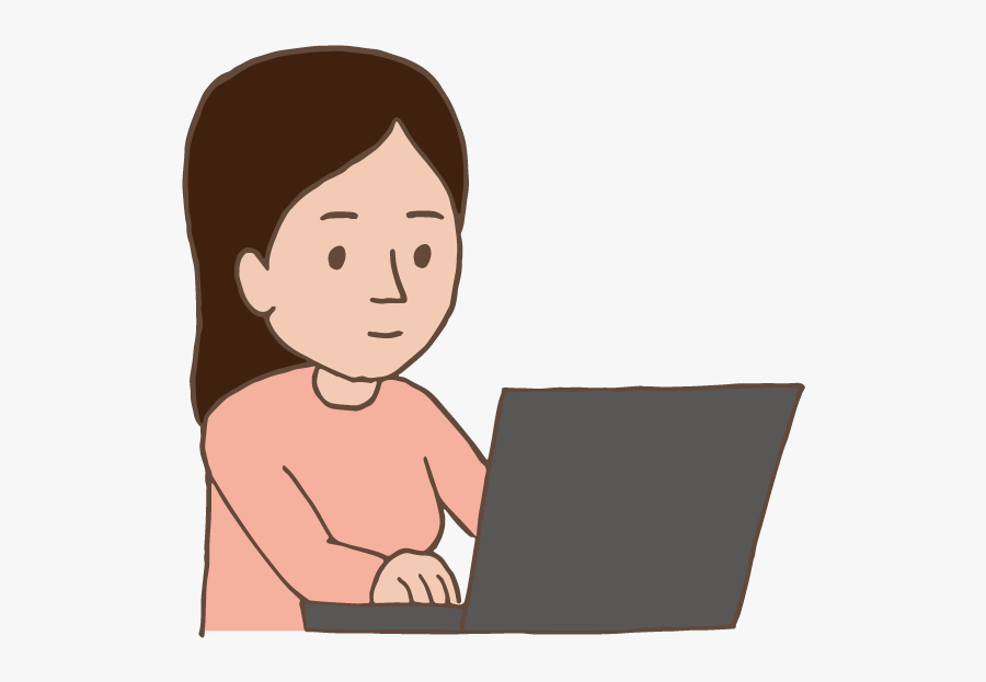 Young Lady Using Laptop - Laptop Typing Png, Transparent Clipart