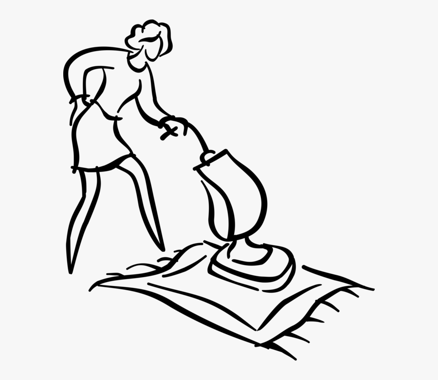 Image Freeuse Library Cleaning And Vacuuming Carpets - Staubsaugen Clipart Schwarz Weiß, Transparent Clipart