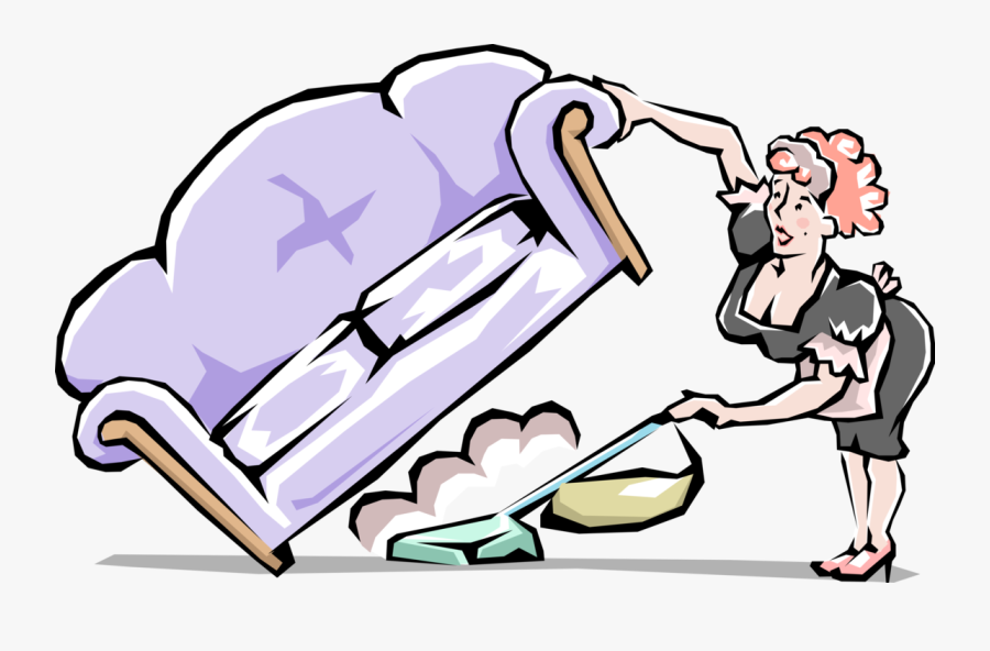Cleaning Maid Vacuums Under - Under The Couch Clipart, Transparent Clipart