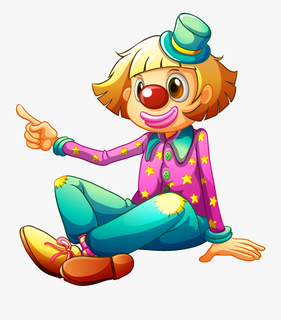Facebook Clipart Clown - Cartoon Clown Sitting Down, Transparent Clipart