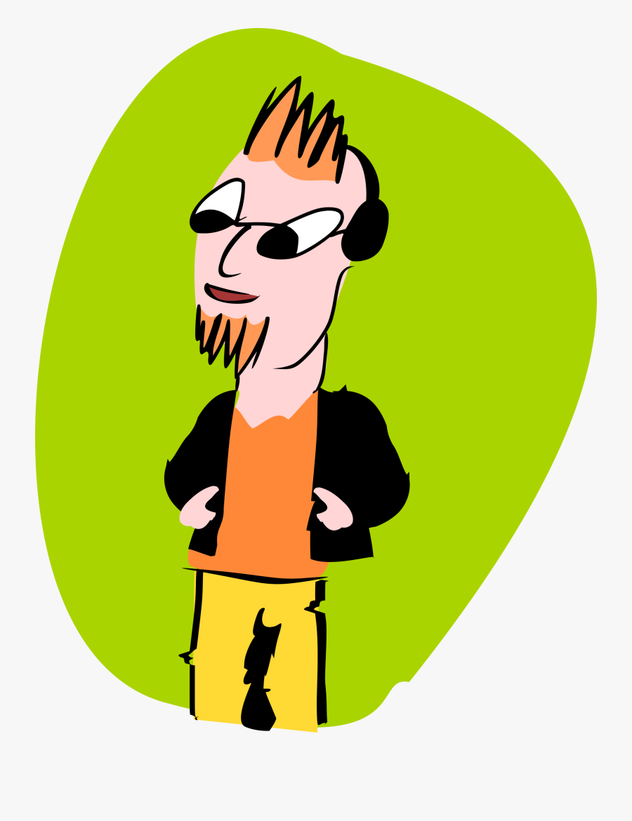 Man With A Headhpone - Cartoon, Transparent Clipart