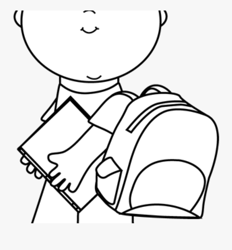 Child Clipart Black And White Black And White Boy Carrying - Student Black And White Clipart, Transparent Clipart