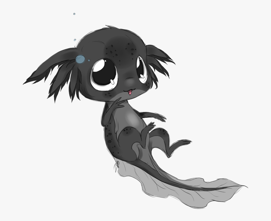 Transparent Sketch Clipart - Black Cute Drawing Axolotl, Transparent Clipart