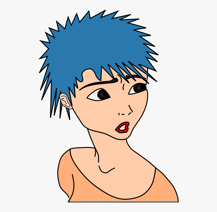 Blue Hair - Face, Transparent Clipart