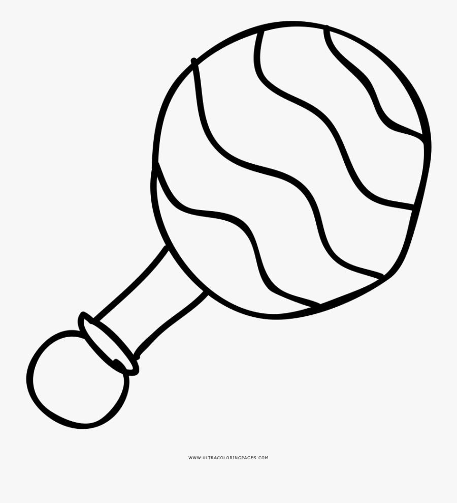Baby Rattle Coloring Page - Line Art, Transparent Clipart