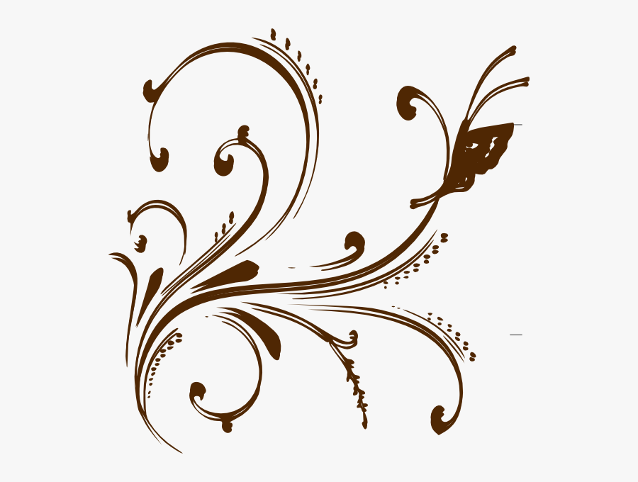 Brown Floral Design With Butterfly Svg Clip Arts - White Floral Designs Png, Transparent Clipart