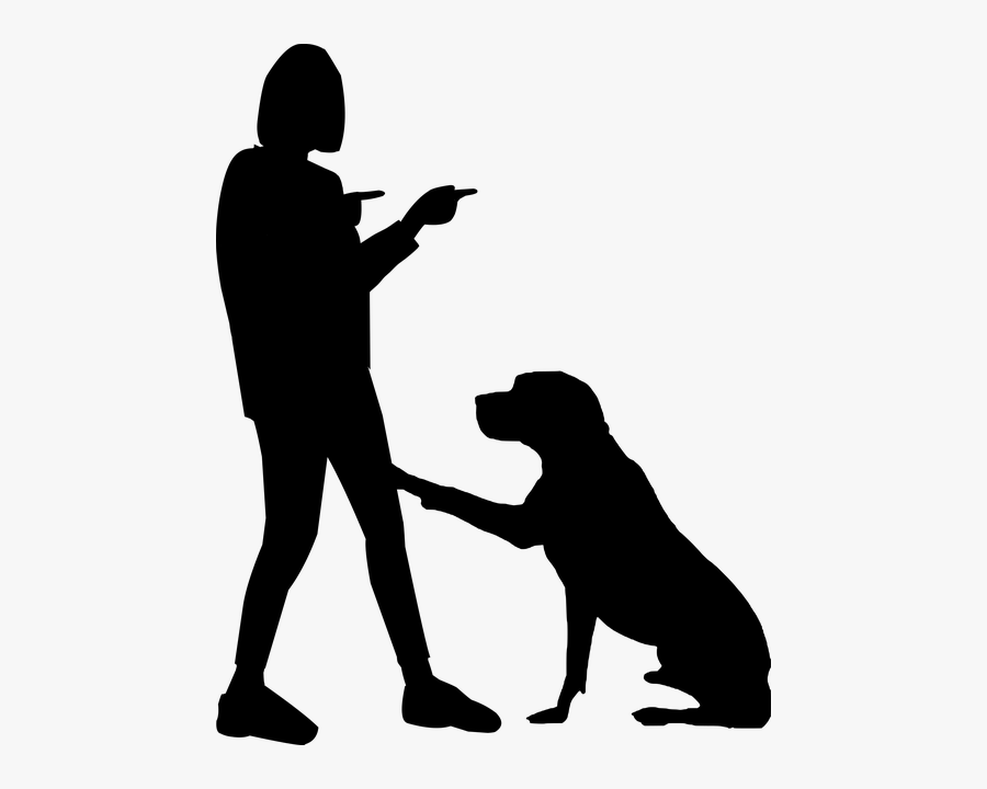 Womand With Dog Silhouette Png - Dogs Fun Silhouette Png, Transparent Clipart