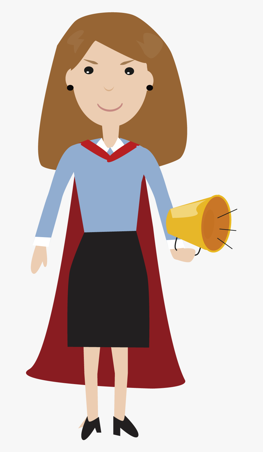 A Confident Woman Holding A Horn Png Download - Cartoon, Transparent Clipart