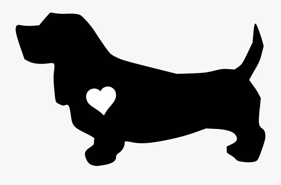 Clip Art Pin By Pet Tips - Basset Hound Outline With Heart, Transparent Clipart