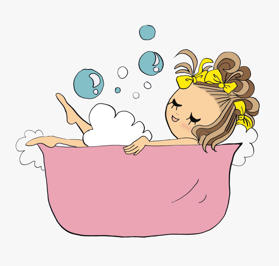 Bathtub Drawing Bathing Cartoon Clip Art - Cartoon Of Girl In Bath Tub, Transparent Clipart