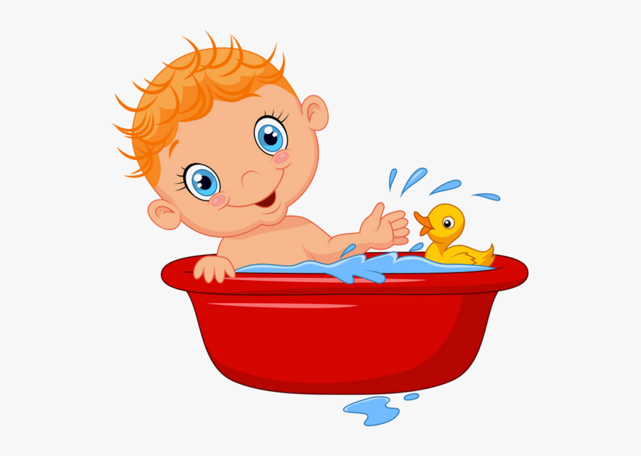 Baby Clipart Bath Time - Bathtub Cartoon Picture Of A Boy, Transparent Clipart