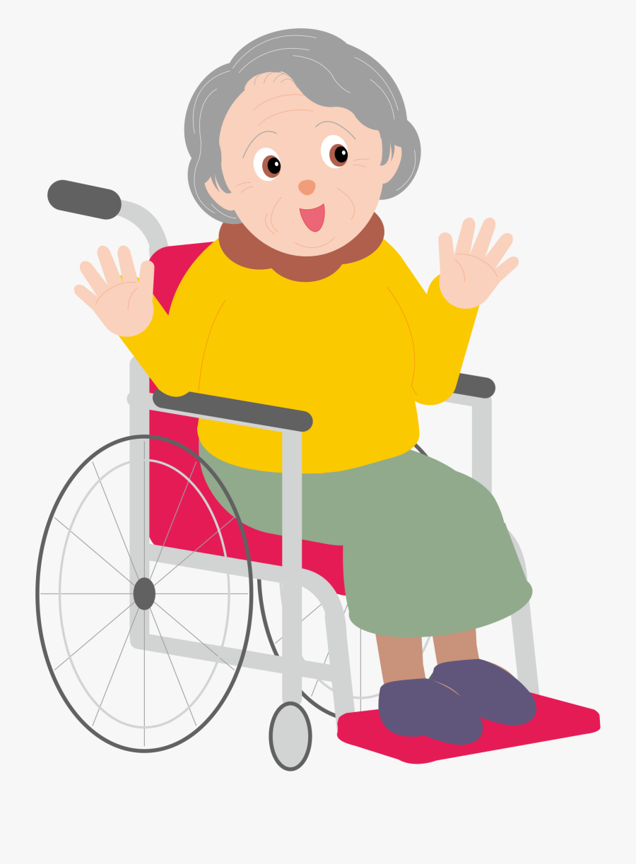 Cartoon Old Age - Cartoon Elderly In Wheelchair, Transparent Clipart