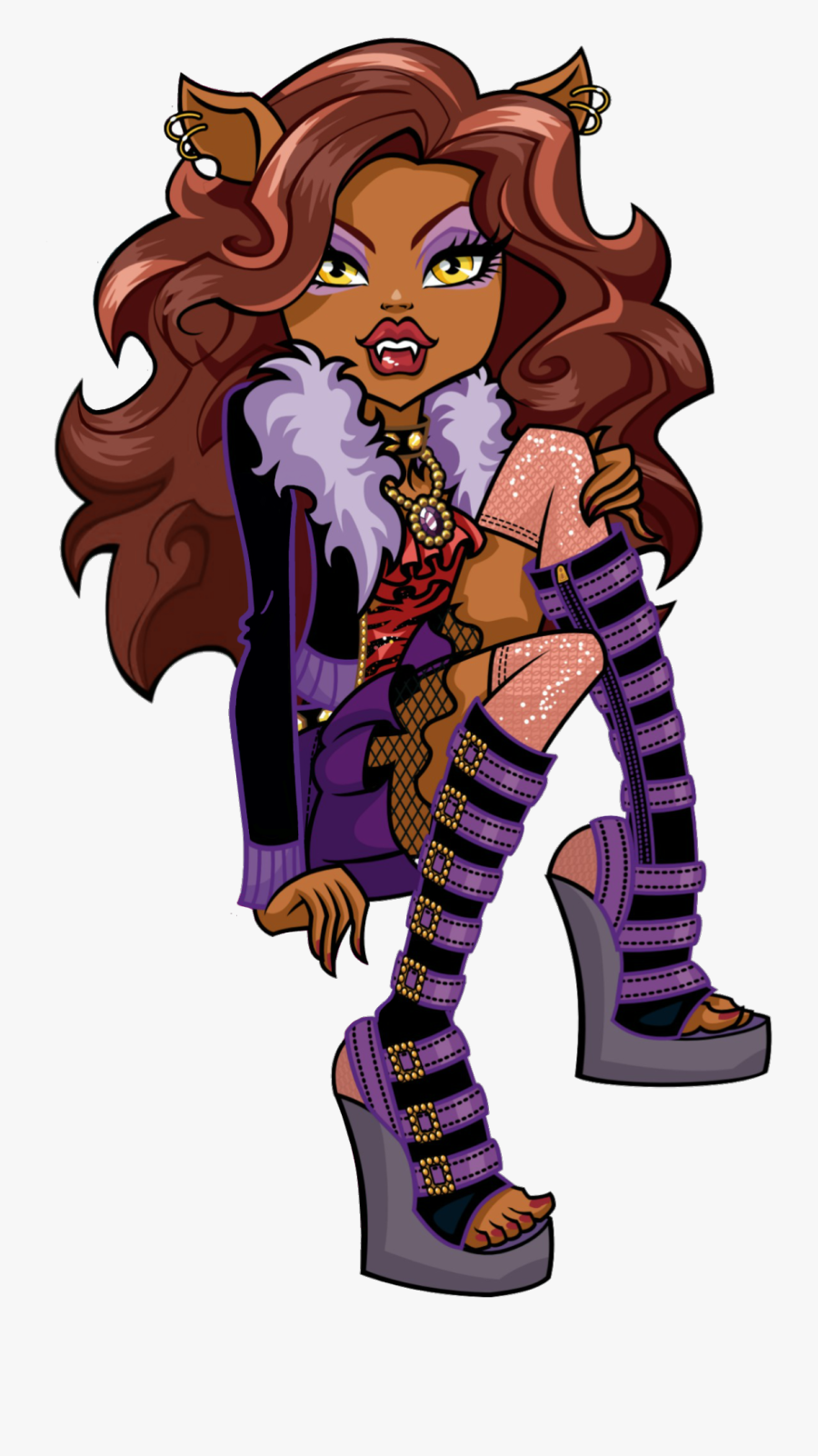 Confident And Fierce, She Is Considered The School"s - Clawdeen Wolf Monster High Characters, Transparent Clipart