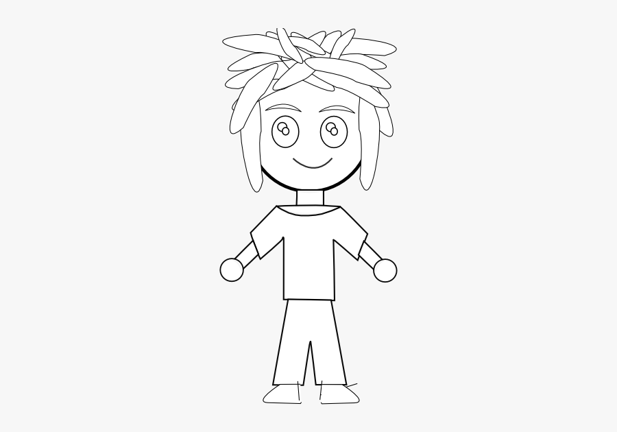 Anime Character Art 32 Black White Line Art 555px - Cartoon, Transparent Clipart