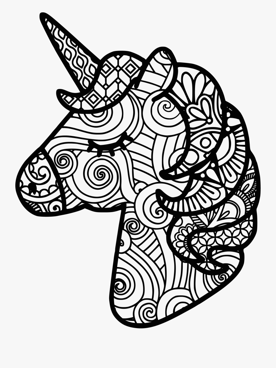 Zentangles Unicorn, Transparent Clipart