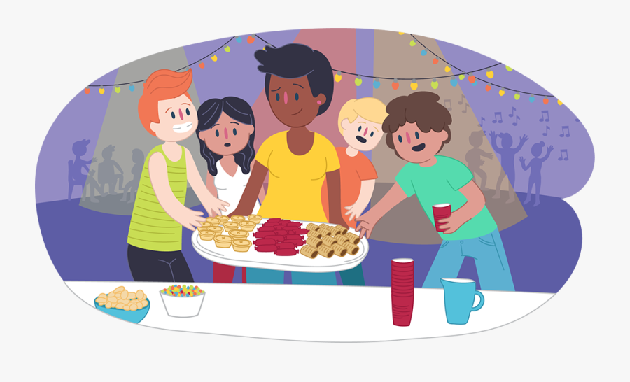 Parent Putting Food Down For Teens At A Party - Safe Party, Transparent Clipart