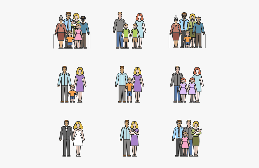 Linear Color Families - Family Icon Png Color, Transparent Clipart