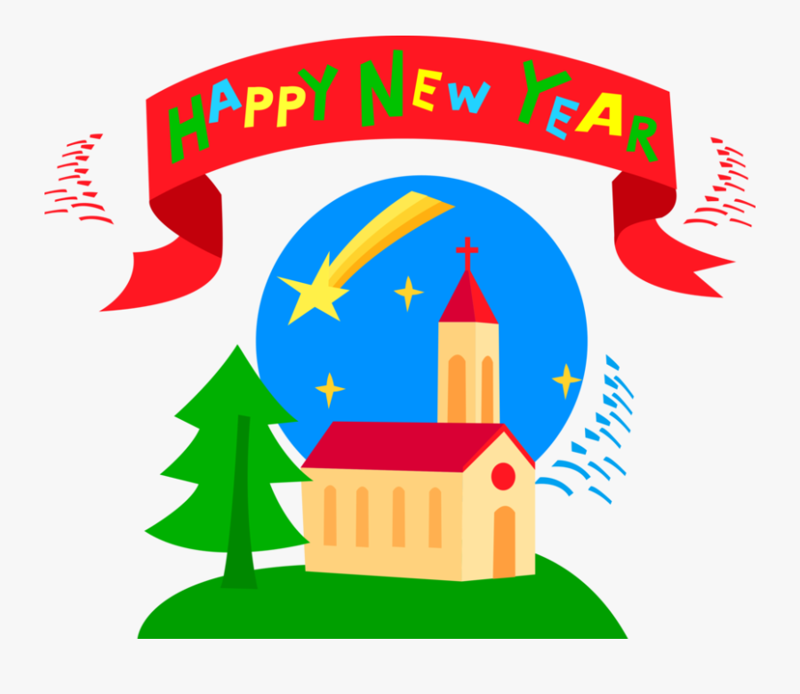 Vector Illustration Of Happy New Year Banner With Christian - Happy New Year, Transparent Clipart