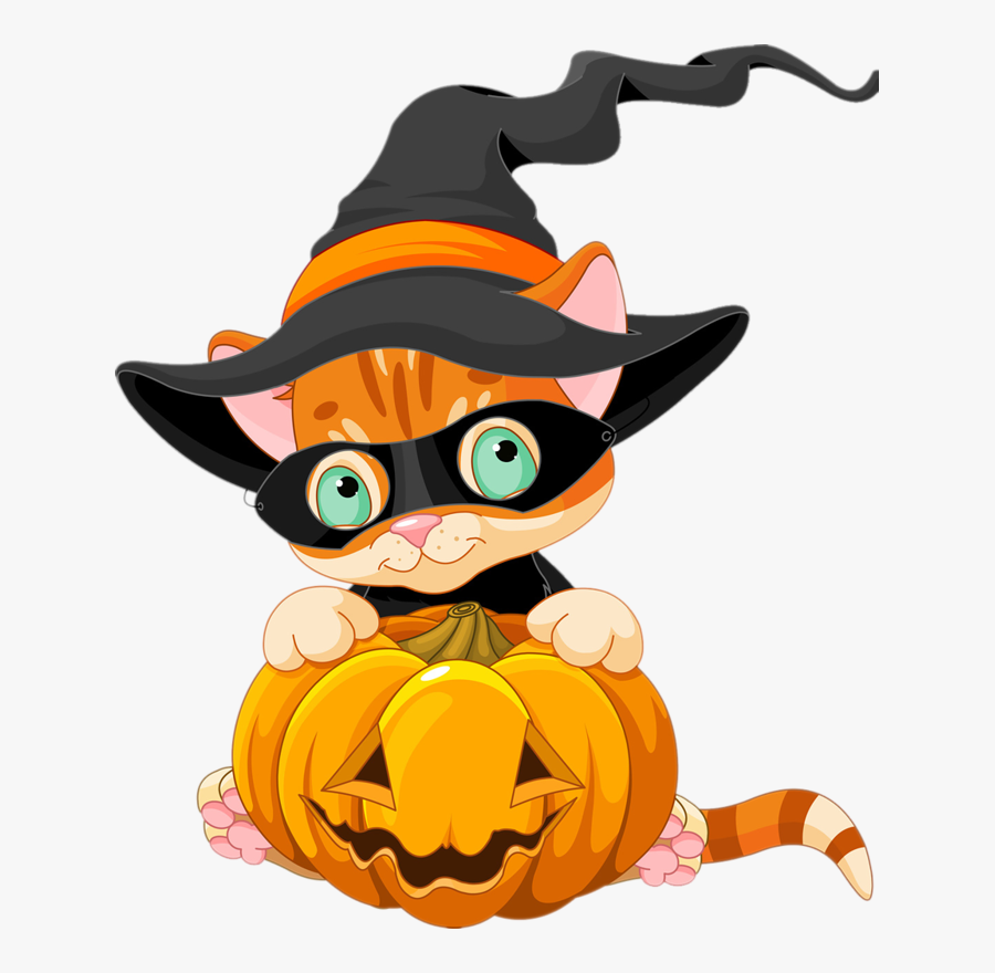 Cute Halloween Cat In Pumpkin Clipart - Halloween Corn Clip Art, Transparent Clipart