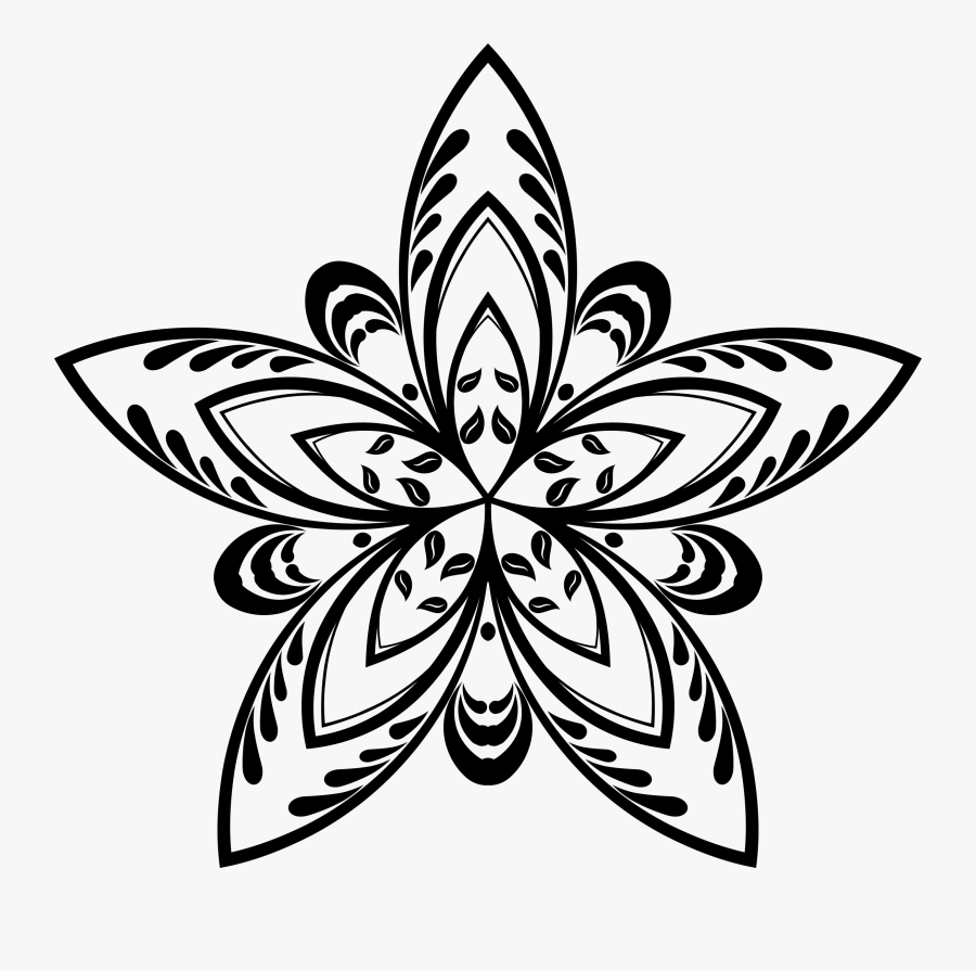 This Free Icons Png Design Of Flower Star Silhouette - Line Art Stars Clip Art, Transparent Clipart