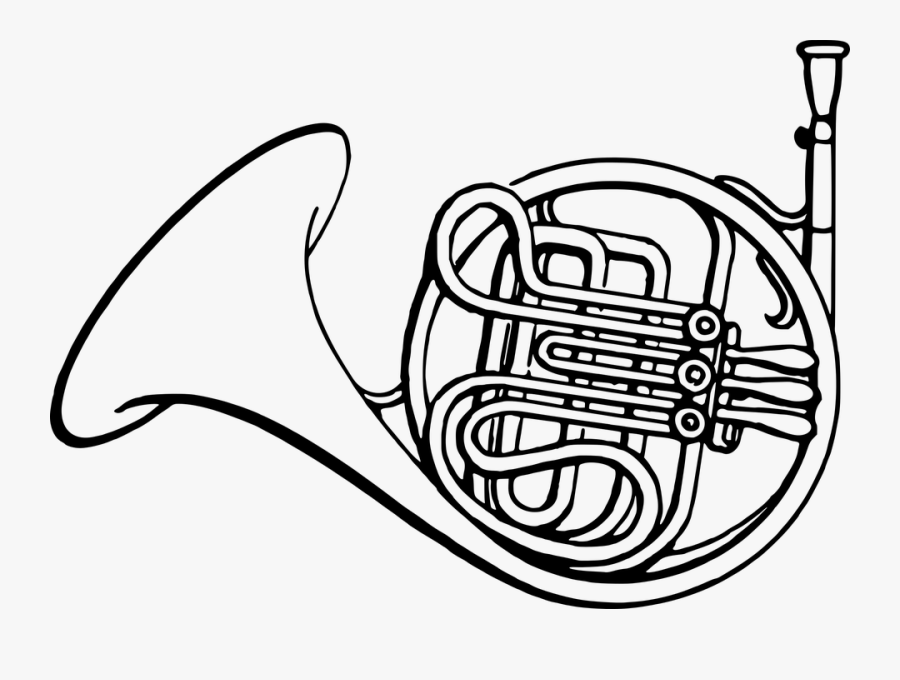 French Horn Instrument Music Musical - French Horn Instrument Drawing, Transparent Clipart