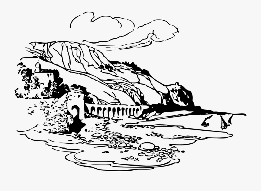 Transparent Bridge Clipart Black And White - Fall Scenery Clip Art Black And White, Transparent Clipart