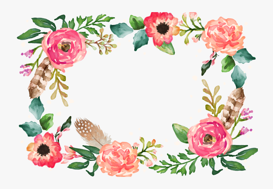 Watercolor Border Flower Painting Illustration Download - Transparent Background Floral Border, Transparent Clipart