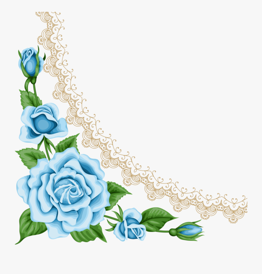 Light Blue Rose Border - Light Blue Flowers Border, Transparent Clipart