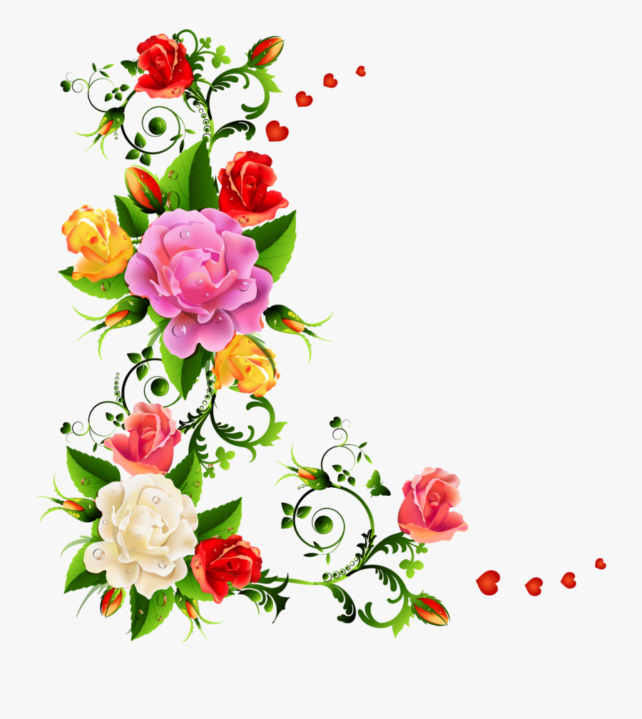 Flower Corner Border Design, Transparent Clipart