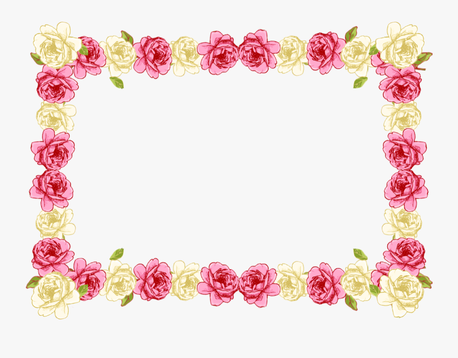 Pink Rose Clipart Borders Vintage Color - Border Line Flower Design, Transparent Clipart