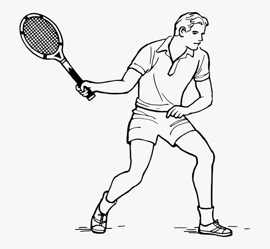 Clip Art Drawing Girl Women S - Tennis Player Tennis Clipart Black And White, Transparent Clipart