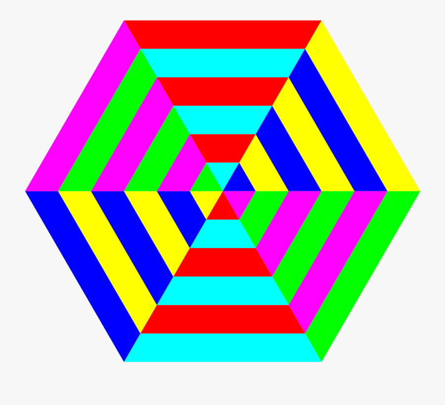 Colourful Hexagon - رسم الخداع البصري بالوان, Transparent Clipart