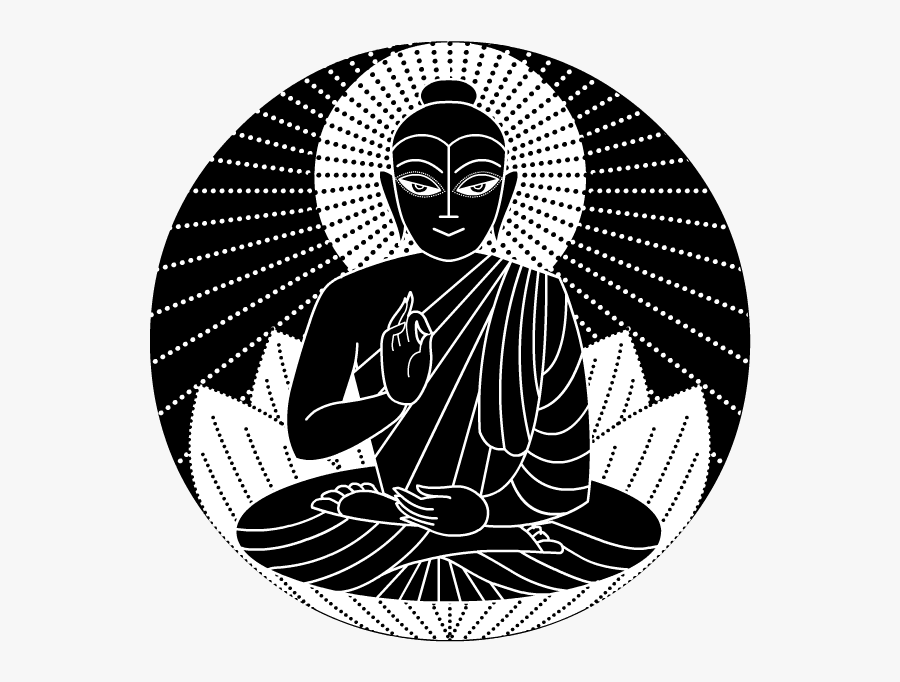 Black & White Buddha Art, Transparent Clipart