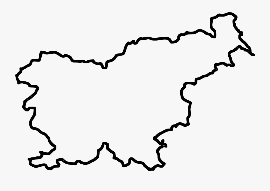 Slovenia Black And White Clipart - Slovenia Map Outline, Transparent Clipart
