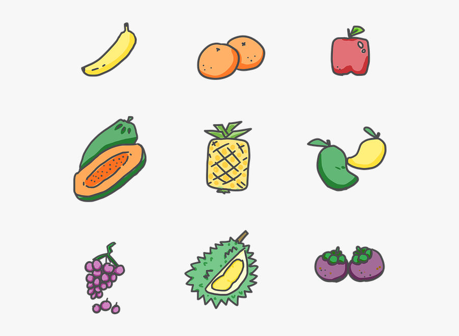 Fruits, Banana, Orange, Apple, Papaya, Pineapple, Mango - Fruit, Transparent Clipart