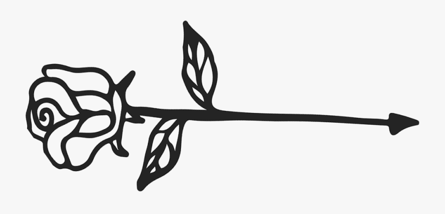 Arrow With Rose Rubber Stamp - Arrow Calligraphy Png, Transparent Clipart
