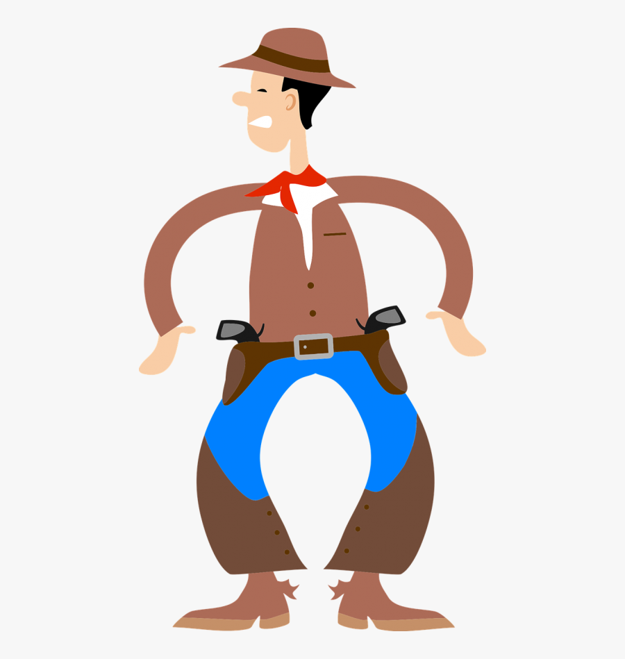 Drawing Cowboys Colour Pencil Transparent Png Clipart - Bow Legged Cowboy C...