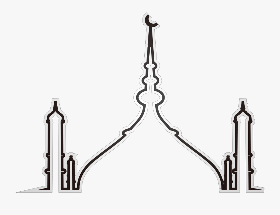 An Nabawi Of Mosque Al Royalty Free Black Eid Clipart - Masjid Line Png, Transparent Clipart