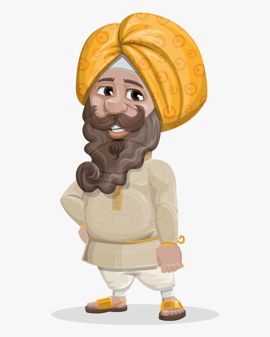Indian Man With Turban Cartoon Vector Character Aka - Indian Man In Turban Cartoon, Transparent Clipart