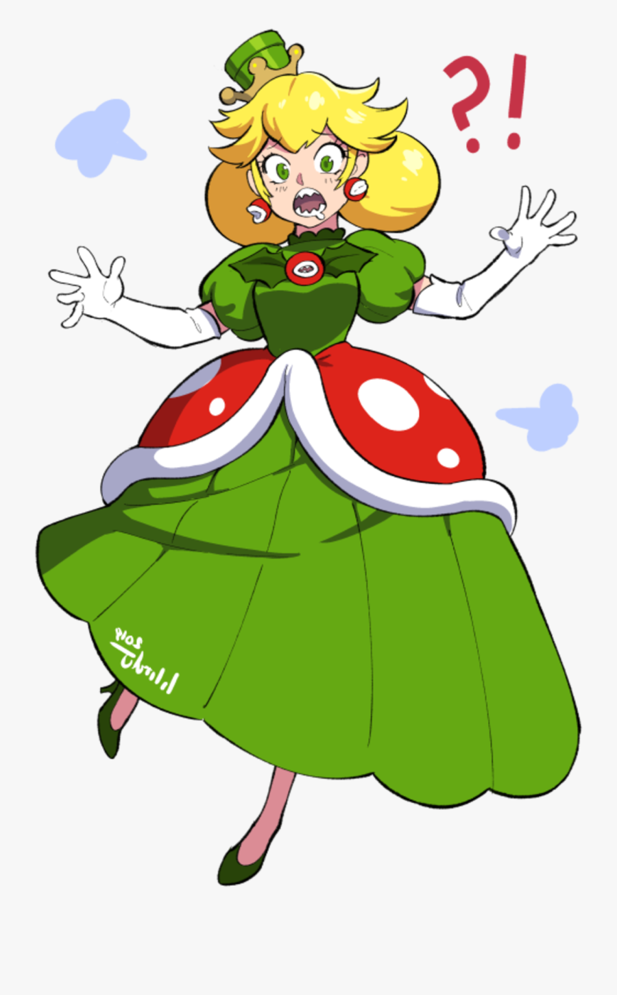 Green Fictional Character Plant Flower Cartoon Christmas - Princess Peach Piranha Plant, Transparent Clipart