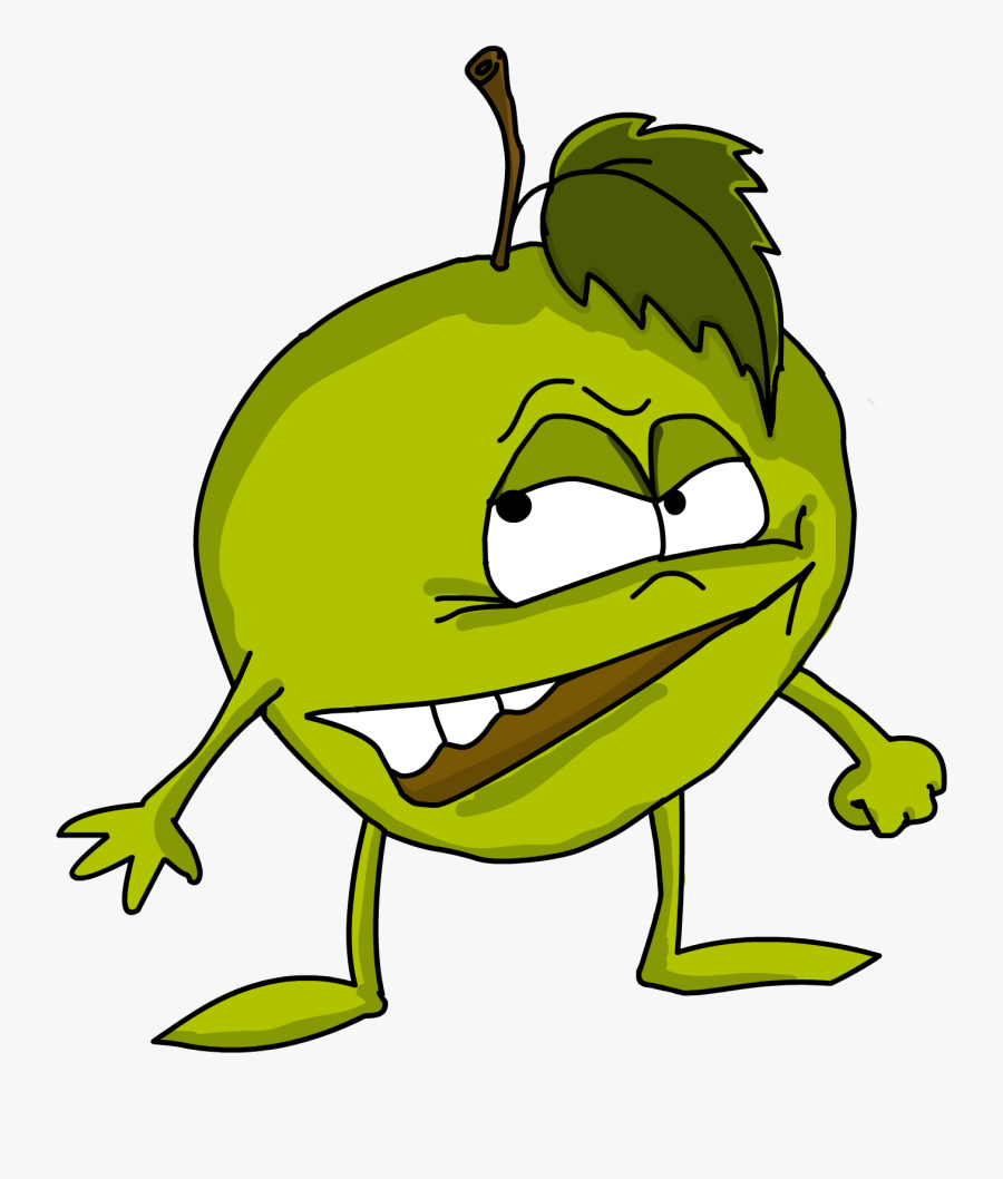 Green,cartoon,hyla,tree Frog,clip - Cartoon Evil Apple, Transparent Clipart