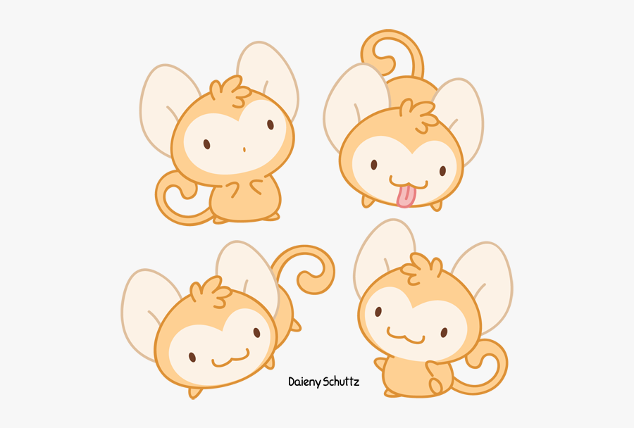 Clip Art Collection Of Free Drawing - Cute Chibi Monkey, Transparent Clipart