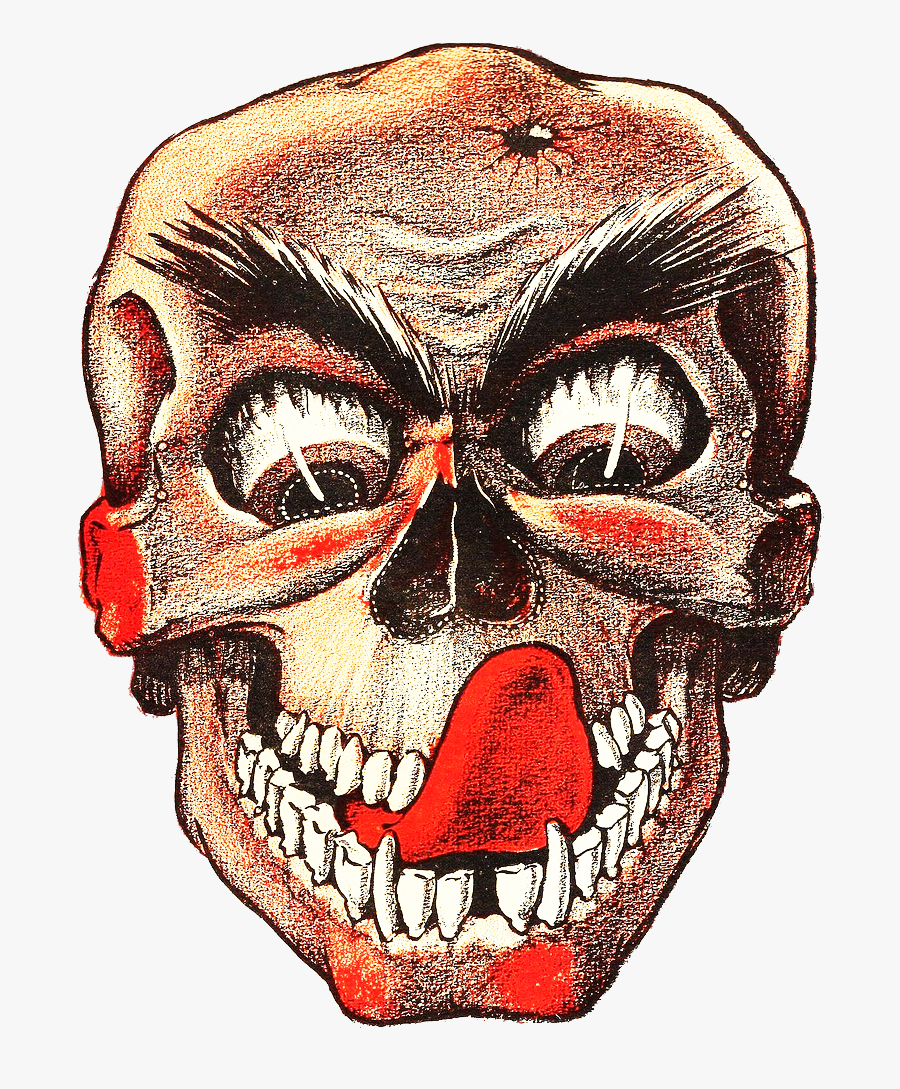 Source - Www - Wpclipart - Com - Report - Scary Skull - Vintage Mask Halloween Paper, Transparent Clipart