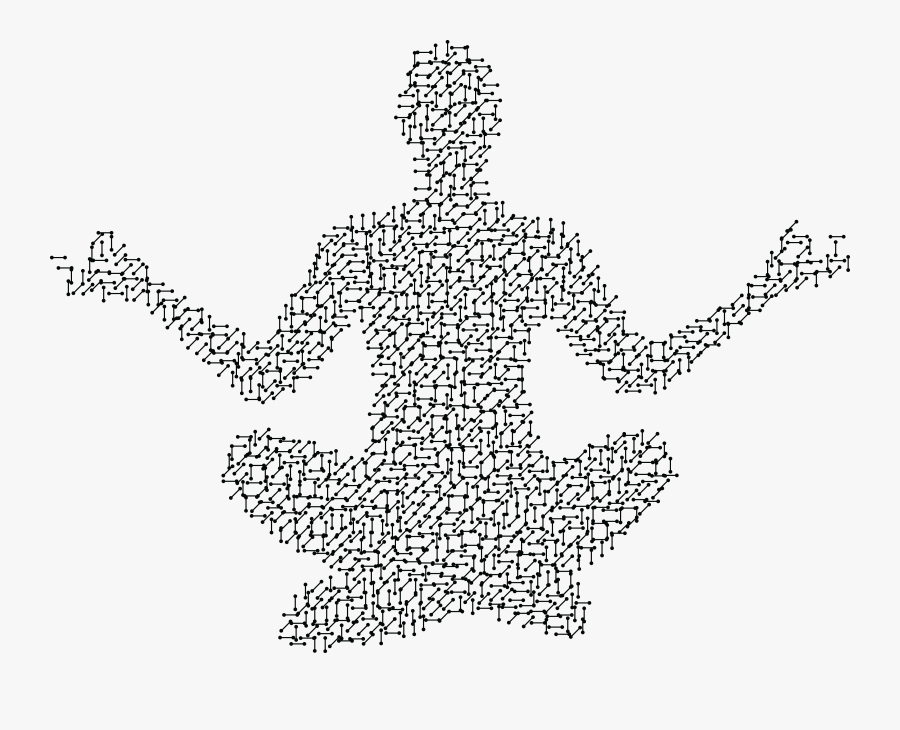 Free Clipart Of A Circuit Patterned Person Meditating - Transparent Background Yoga Clipart Transparent, Transparent Clipart