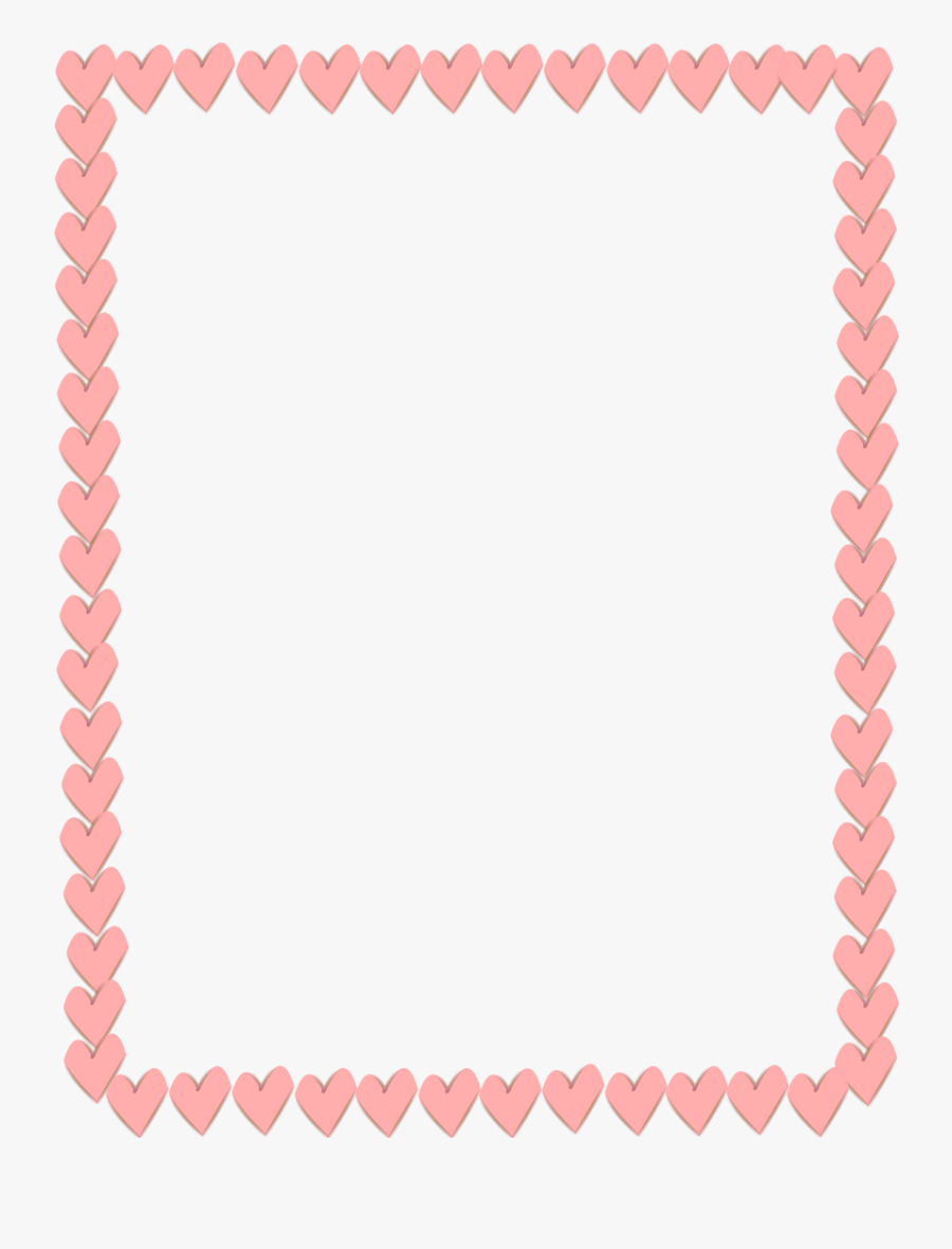 Pink Hearts Border Page Frames Holiday Clipart - Transparent Background Heart Border Frame, Transparent Clipart