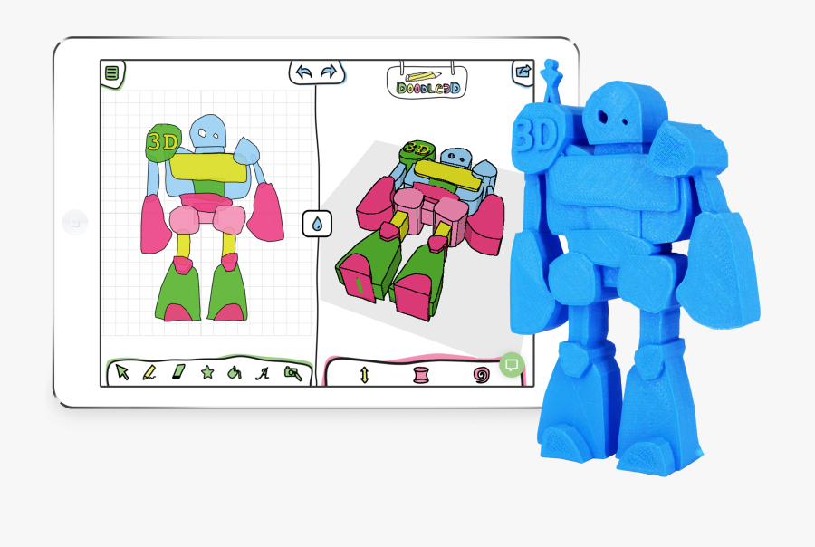 A 3d Model Of A Robot Created With Doodle3d - Doodle3d Transform, Transparent Clipart