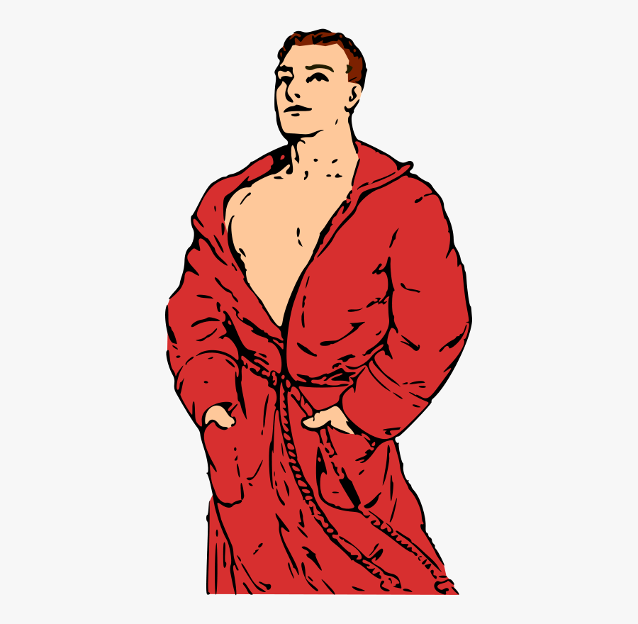 Free Man In Bathrobe - Man In Bathrobe Cartoon, Transparent Clipart
