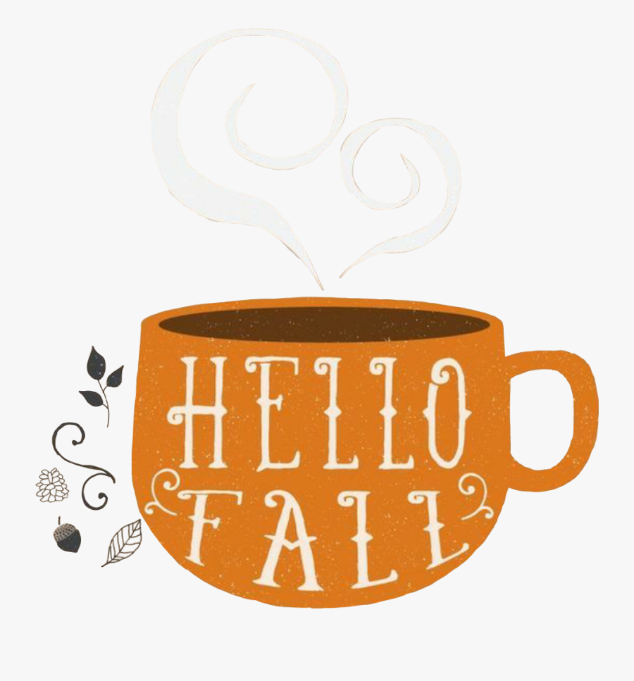 Hellofall Fallcolorscoffeecup Cup Fall Sticker - Hello Fall Coffee Cup, Transparent Clipart