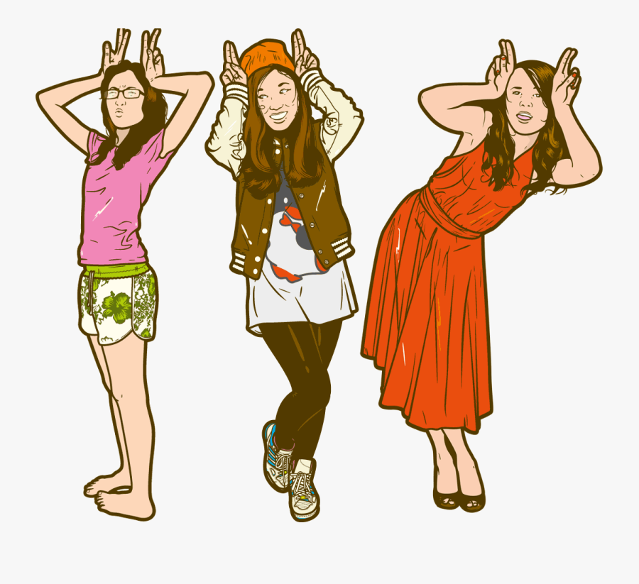 Girls Girls Girls Illustration - Cartoon, Transparent Clipart