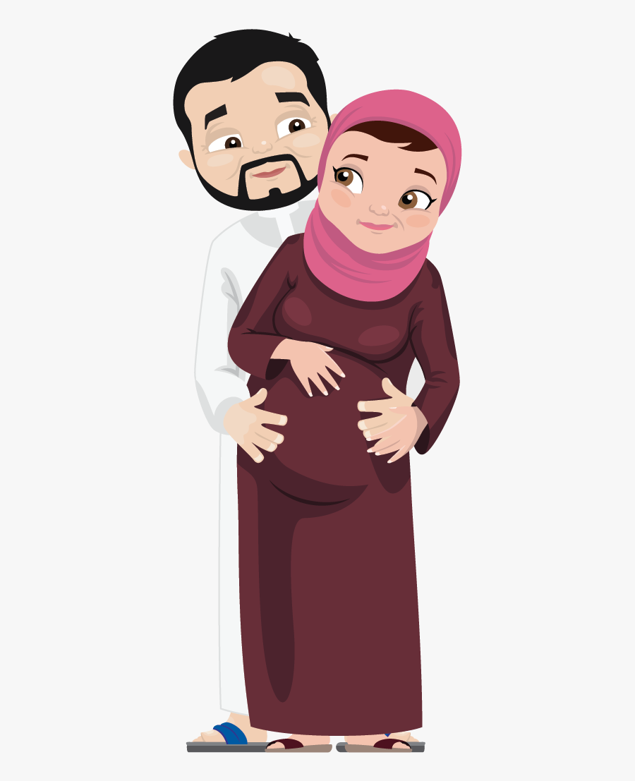 Muslim Pregnant Women With Husband, Transparent Clipart